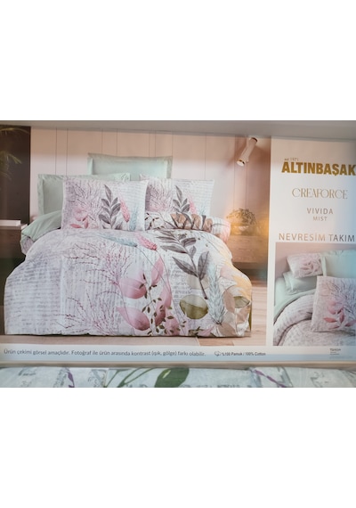Altınbaşak % 100 Pamuk Çift Kişilik Nevresim Takımı Vıvıda Mist