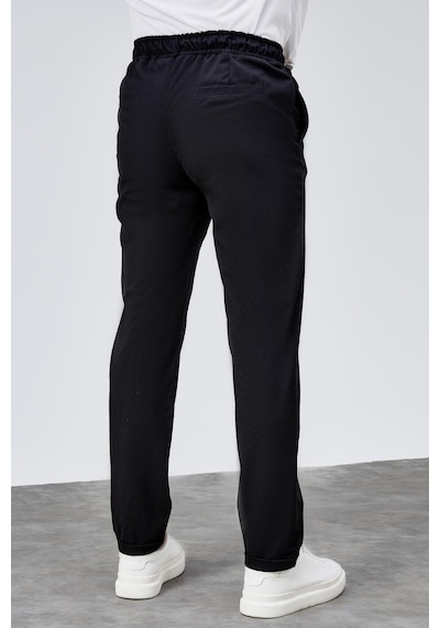 HLT Jeans Erkek Siyah Relaxed Fit Yandan Cepli Beli Lastikli Bağcıklı Duble Paça Jogger Pantolon Bolt-1996 Siyah