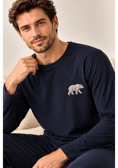 Free Beka Erkek Nakışlı Lacivert Uzun Kollu Penye Kumaş Mevsimlik Pijama Takımı Gri Free Beka Erkek Nakışlı Lacivert Uzun Kollu Penye Kumaş Mevsimlik Pijama Takımı Gri