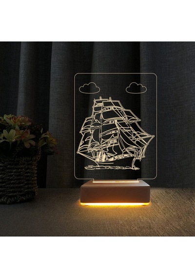 Gemi Tasarım 3D Çocuk Odası Gece Lambası Doğum Günü Hediyesi