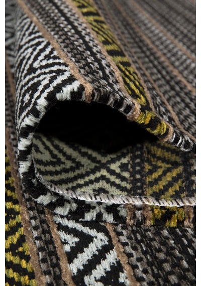 Yeşil Renkli Kaymaz Tabanlı Yıkanabilir Makine Dokuma Kilim-325