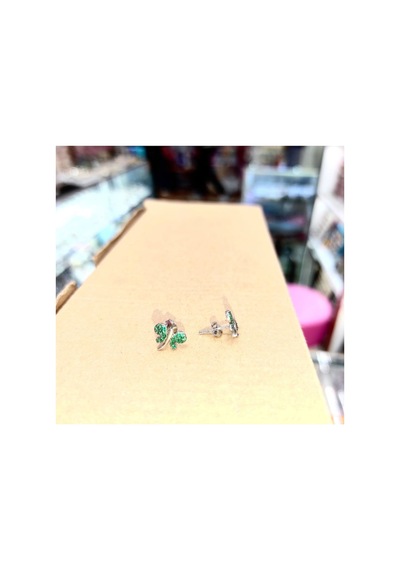 Oriental Kuyumculuk Jewellery Yeşil Zümrüt Taşlı Kelebek Gümüş Küpe Mor