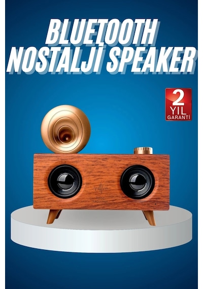 Bluetooth Nostalji Speaker Radyo Gramofon Ahşap Renk Vintage 27565389