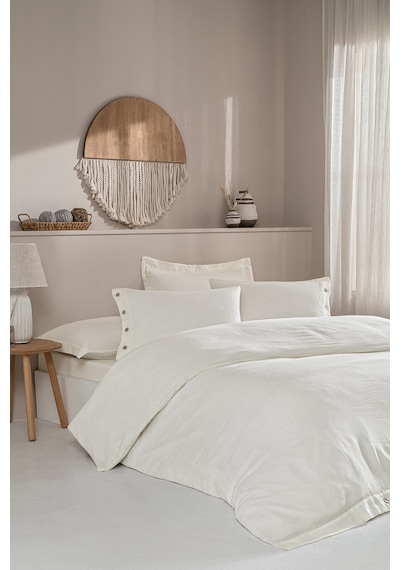 Özdilek Nadia King Size Muslin Nevresim Takımı Krem