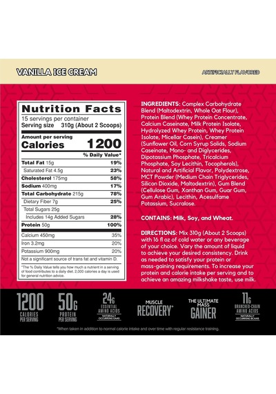 Bsn True Mass Weight Gainer Muscle Mass Gainer With Whey And Casein Protein For Post Workout 4,65 Kg
