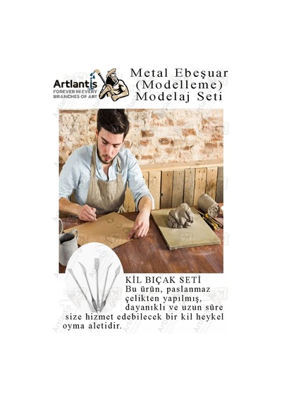 Ebeşuar Seti Metal 5 Li 18 Cm 1 Paket Çelik Modelaj Modelleme Aletleri Seramik Kil Ve Heykel Modelaj Kalemi Dip Alma
