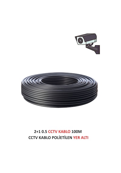 Fury Yer Altı Cctv Kablo 2+1 0.5mm Polietilen Güvenlik Kamera Kablo 100m