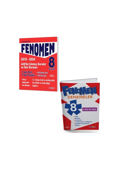Fenomen Okul 2025 8. Sınıf Lgs Çıkmış Ve İkiz Soruları + Fenomen Denemeleri Seti 12 Kitap