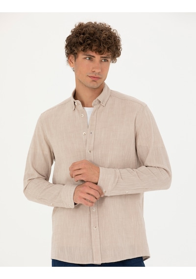 Pierre Cardin Erkek Bej Desenli Gömlek 50278180-vr011 Bej
