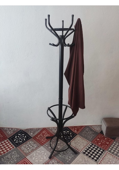 Metal Portmanto Siyah Ayaklı Askılık Siyah
