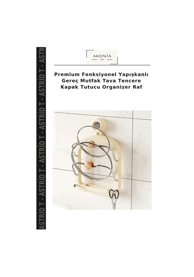Premium Fonksiyonel Yapışkanlı Gereç Mutfak Tava Tencere Kapak Tutucu Organizer Raf Çok Renkli