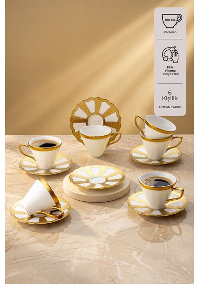 Emsan Royal 6 Kişilik Kahve Fincan Takımı 100 Ml Gold