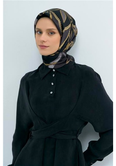 Armine Saf İpek Twill Eşarp 9531d 84 Kırmızı Siyah