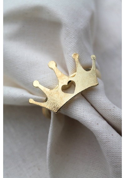 6 Adet Dekoratif Gold Queen Peçete Halkası - Napkin Ring