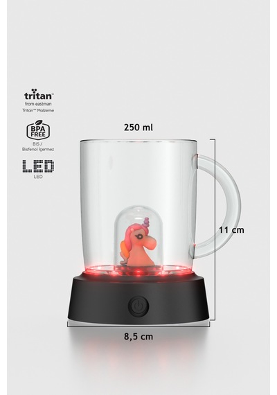 Renga Joy Unicorn Figürlü 250 Ml Kulplu Pembe Led Işıklı Tritan Bardak 222061 Pembe