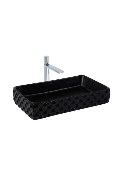Paluci Leonardo Plus Black Dikdörtgen Lavabo Sırlı