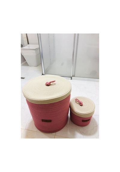 Jüt,hasır,2 Li,banyo Sepet Takımı,bohem Tarzı Banyo Takımı,iskandinav Tarzı/sepet/40x35 Pembe Pembe
