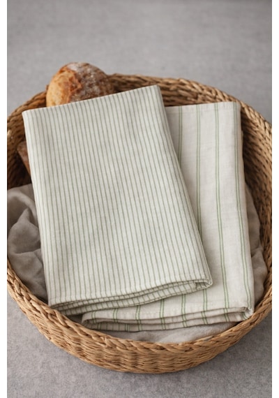 %100 Pamuk Çift Kat Müslin Mutfak Kurulama Bezi 2 Li Set 40x60 Cm Emici Yumuşak Mutfak Havlusu - Elv-mkb Yeşil
