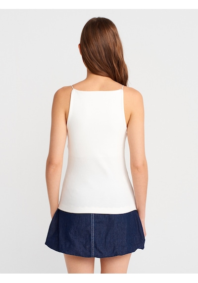 Dilvin 21020 Halter Yaka Top-ekru Ekru
