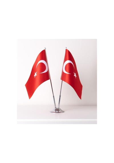 Zc Bayrak Türkiye 2li Masa Bayrağı Saten Kumaş Dijital Baskı 15x22,5 Cm Diğer