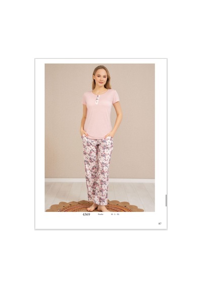 Baha Perfect Club Kadın Bisiklet Yaka Kısa Kol Pijama Takımı 4369 - 1 Adet Pembe