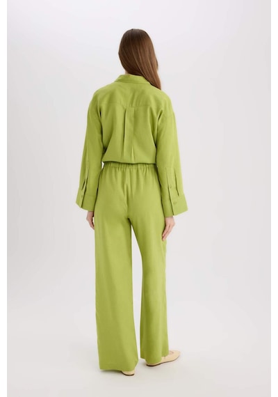 DeFacto Wide Leg Keten Karışımlı Geniş Paça Pantolon D8187AX25SPGN698