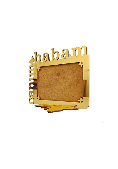 Babalar İçin Gold Aynalı Pleksi Fotoğraf Çerçevesi Canım Babam