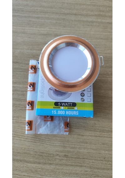K2 Led Kls-922 5w Sıva Altı Gömme Led Spot - Bakır Çerçeve Beyaz Işık 6.7 Cm Delik / 9.8 Cm Dış Çap
