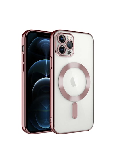 Apple Uyumlu iPhone 12 Pro Max Kamera Korumalı Magsafe Wireless Şarj Özellikli Tchs Demre Kılıf-rose Rose Gold