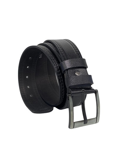 Süzer Deri 4.5 Cm Spor %100 Hakiki Manda Derisi Lüks Kemer Siyah Dikiş Desenli Siyah
