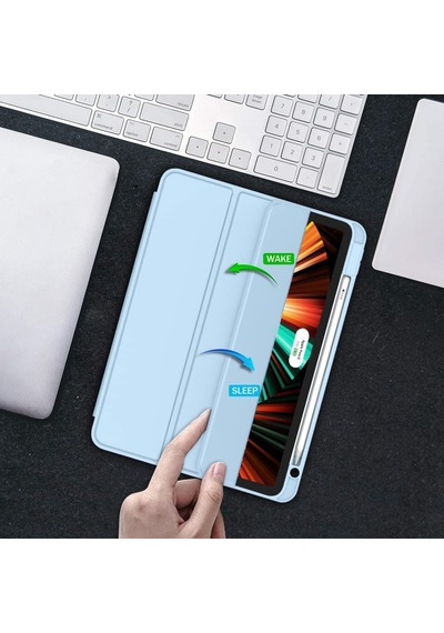 Apple Uyumlu iPad, Pro 12.9 5. Nesil 2021 Kılıf Kalem Bölmeli Smart Case