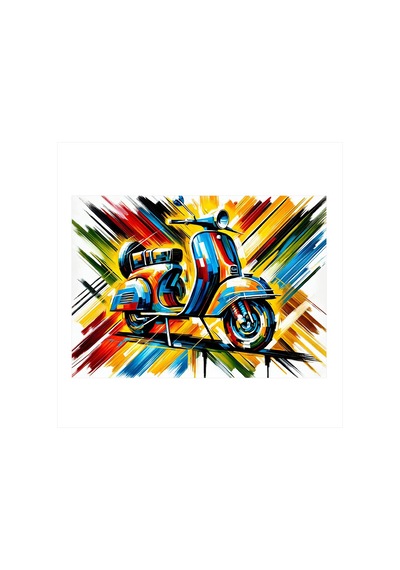 Renkli Motosiklet Patlaması Model Ahşap Tablo