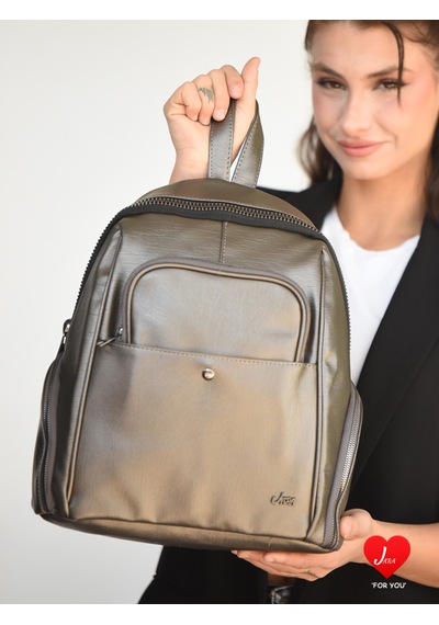 Jara Bag Freya Kadın Sırt Çantası Şık, Yumuşak Dokulu Ve 5 Bölmeli Gümüş