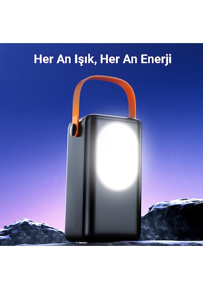 Cepini Cp-05 50.000mah 22.5w Süper Hızlı Şarj Powerbank - Dahili 4 Kablolu Ve Dev Led Aydınlatmalı Siyah