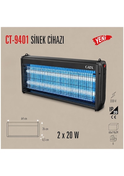 Cata CT-9401 Sinek Armatürü 2x20w 40 Metre