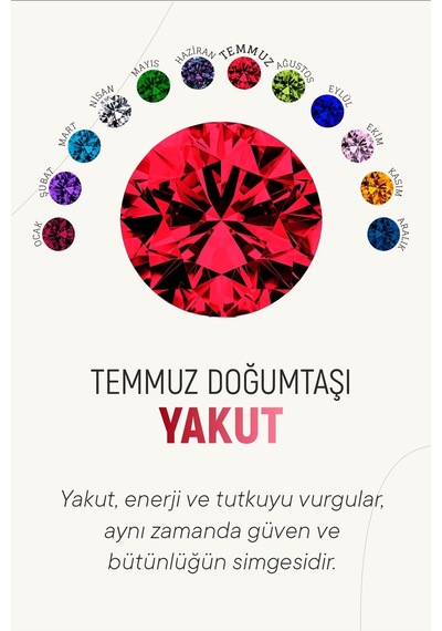 Erdobia Temmuz Yakut Doğum Taşı Çiçek Motifli Telkari Gümüş Kolye