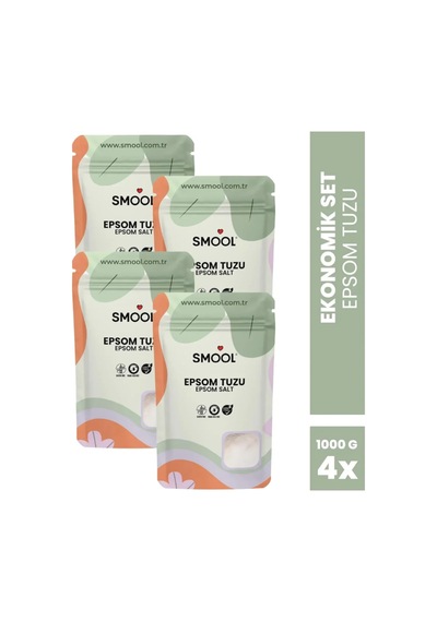 Epsom Tuzu 4'lü Set 4x1000 Gr İngiliz Tuzu Katkısız, Banyo Tuzu Ayak Banyosu Peeling 4 Kg