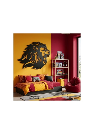 Yırtıcı Aslan Metal Duvar Tablosu - Metal Duvar Sanatı - Bronz - 65 X 75 Cm