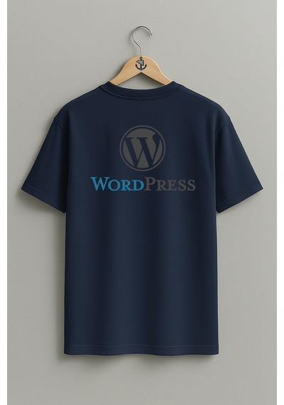 Bahriyeli Collection Oversize Wordpress Logo Blog Sırt Tasarımlı Unisex T-shirt Lacivert