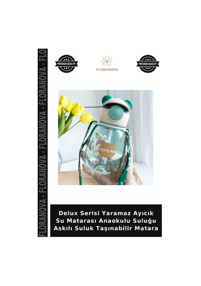 Delux Serisi Yaramaz Ayıcık Su Matarası Anaokulu Suluğu Askılı Suluk Taşınabilir Matara Diğer