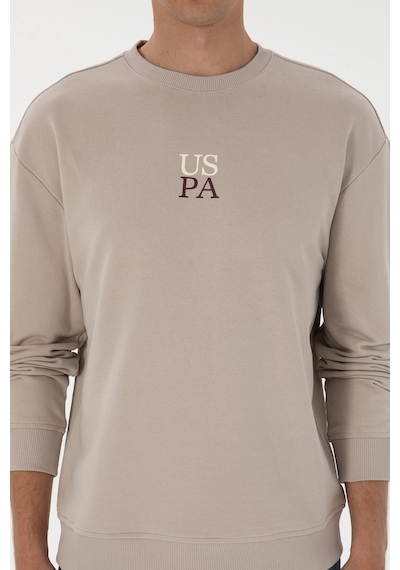 U.S. Polo Assn. Erkek Comfort Fit Bisiklet Yaka Taş Basic Sweatshirt 50313760-VR049