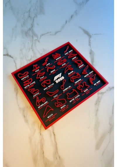 Formula 1 2025 Pist Haritası Yarış Tutkunlarına Özel Dekoratif Tablo 22x25cm