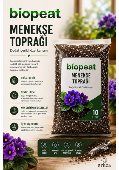 Menekşe Toprağı 10 Litre Hava Geçirgen Özel Karışım Menekşe Ve Salon Bitkileri İçin 1000