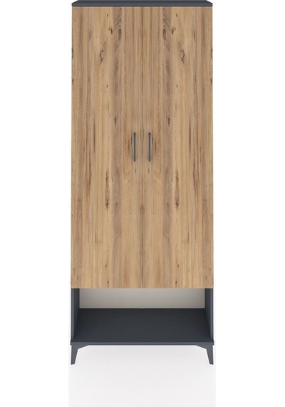 Arges Dolap 5 Raflı 2 Kapaklı 88x30x221 Antrasit-çam Antrasit