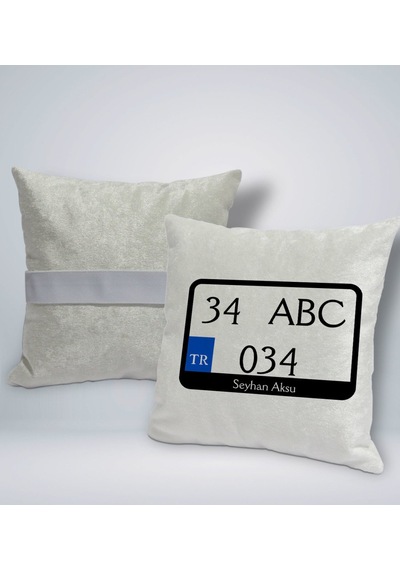 Bk Gift Kişiye Özel Plakalı Kare Araç Koltuk Yastığı-1 Çok Renkli
