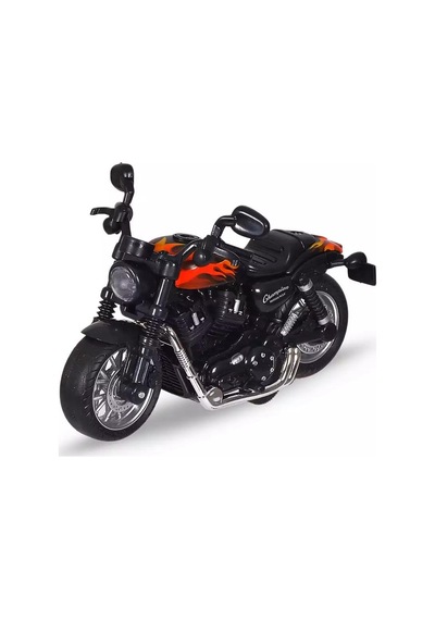 Çek Bırak1:14 Die-cast Clasic Motosiklet - Alev Desenli Turuncu