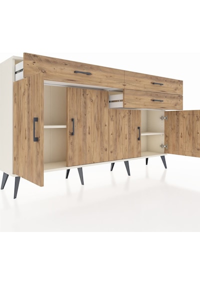 Arges Konsol 2 Raflı 3 Çekmeceli 4 Kapaklı 176x30x99 Aytaşı-çam Aytaşı-çam