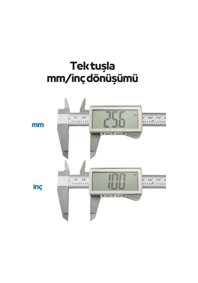 Ysb 150 Mm Karbon Fiber Dijital Kumpas - Ultra Geniş Lcd Ekran - Pil + Yedek Pil Dahil