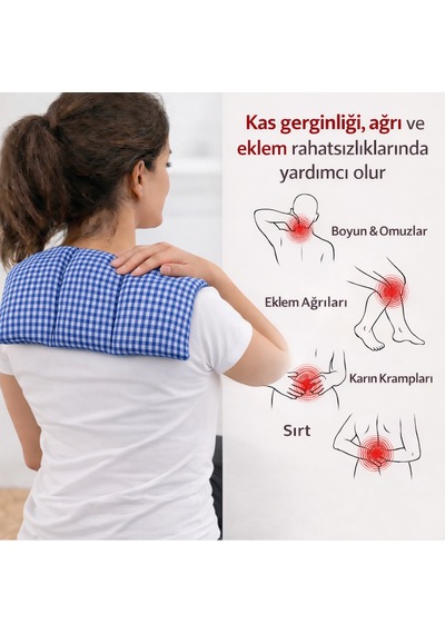 Strauss Home Kiraz Çekirdeği Yastığı Mikrodalga, Boyun Ve Omuz Kiraz Çekirdeği Yastığı, Pamuk Kumaş 50x20cm Deniz Mavisi
