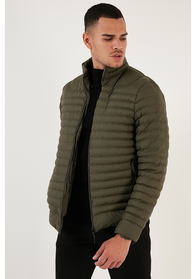 Buratti Su Itici Slim Fit Cepli Dik Yaka Şişme Erkek Mont 649010 Haki